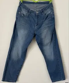 夏用 薄手 テーパードデニム パンツ ウエスト70-95 伸縮性あり