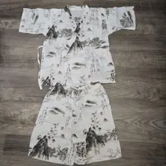 山水画風 甚平 ホワイト 115~125cm