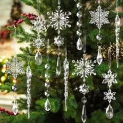 10個セット クリスマス クリスタル スノーフレークオーナメント C212
