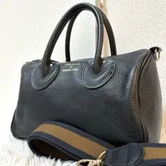 【超人気✨美品/2way】ヤングオルセン　ミニボストン　シボ革　ブラック　希少
