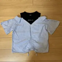 肩出し　ストライプシャツ　150