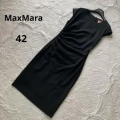 MaxMara STUDIO 半袖ひざ丈ブラックワンピース　42