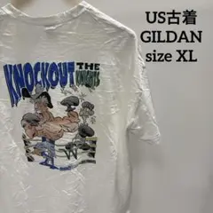 US古着 プリントTシャツ バックプリント 白色Tシャツ ギルダン GILDAN