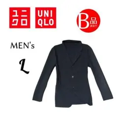 難あり メンズL UNIQLO 春夏ドライライトジャケット シアサッカー 紺色