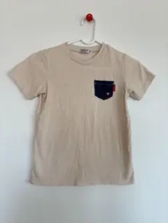 ダブルビー ベージュ Tシャツ デニム風ポケット 130