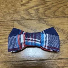 ハンドメイド チェックリボンブローチ