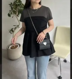 プロズヴェール　prose verse ビスチェドッキングペプラムTシャツ　黒
