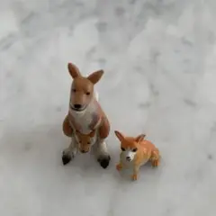 カンガルー親子　犬　コーギー　フィギュアセット