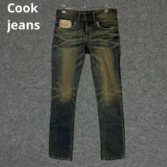 Cook jeansヴィンテージ ブルーストレートデニム フェード加工