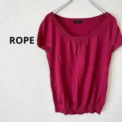 ROPE 半袖　赤　Tシャツ　無地　薄手ニット　M ウール