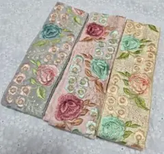 インド刺繍リボン　各約１m 　３本セット