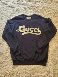 ★美品★ロゴ装飾★スウェット/トレーナー★GUCCI★XS★ネイビー★グッチ★