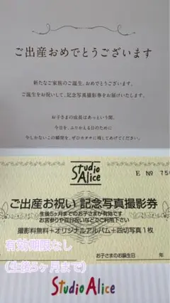 スタジオアリス お宮参り 記念写真撮影券