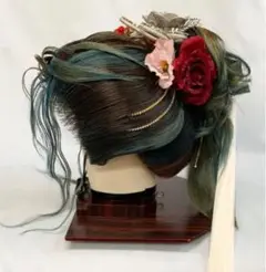 大衆演劇かつら 日本髪かつら 辰巳7号 中小〜中サイズ 創作 飾り付き