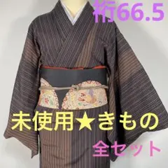 ◉縞お召し小紋★縮緬名古屋帯★全セット★