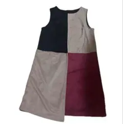 美品⭐︎スエード　ノースリーブ　バイカラー　ワンピース