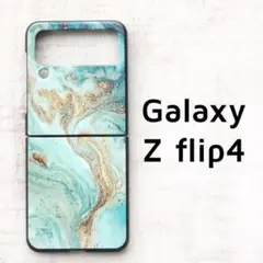 Galaxy Z flip4 グリーン マーブル ハードケース
