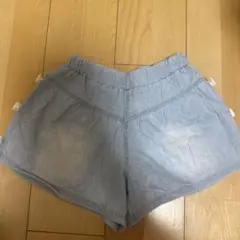 リボン付きハーフパンツ 130サイズ 薄い青