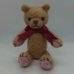 羊毛フェルト☆赤リボンくまさん