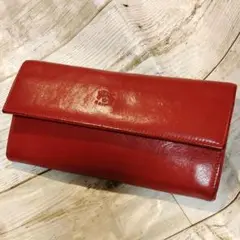 【IL BISONTE 長財布】ロングウォレット レッド 赤 大容量 シボ革