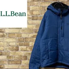 エルエルビーン　ダウンジャケット　刺繍ロゴ　アウトドア　中綿　ブルー　S