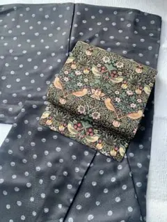 ふりふ 新品しつけ付き 洗える着物 黒に手描きドット Lサイズ トールサイズ