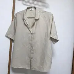UNIQLO 涼しい麻綿混ベージュ 半袖シャツ 薄手