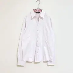 ブリックハウス　ワイシャツ　F 長袖　ピンク　花柄　オフィス　ビジネス　シンプル