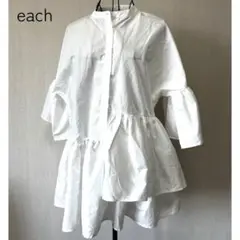 each ラッフルデコ・チュニック丈ブラウス FREE/M-L ホワイト