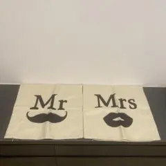 Mr Mrs クッションカバー ペア 2枚セット