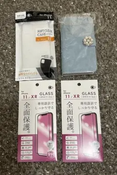 iPhone11 ケース、ガラスフィルム付き　アイフォン手帳カバー