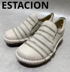 【ESTACION】エスタシオン　スリッポン　ボーダー　アイボリー　22.5cm