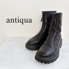 antiqua フロントジップ ファスナー　厚底　ショートブーツ　ジップブーツ