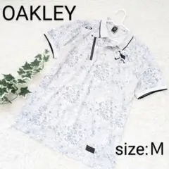 OAKLEY オークリー 幾何学模様 ポロシャツ Mサイズ ホワイト　柄　刺繍