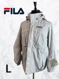 【FILA】スノボウェア トップス フード着脱 ダウン 軽量 ライトグレー L