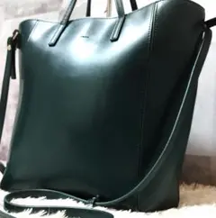 極美品/希少✨ YAHKI トートバッグ 2way オールレザー ダークグリーン