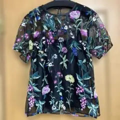 グレースコンチネンタルの刺繍チュールトップブラック新品