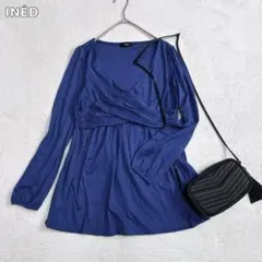 美品✨v26 INÉD イネド カシュクール風 チュニック ブルー 長袖 丈長