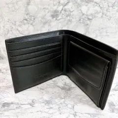 メンズ　財布　黒　レザー　二つ折り財布　折り財布　レディース　コンパクト