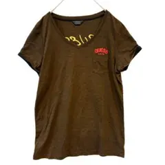 ゲス　半袖Tシャツ　Vネック　ブラウン　M レディース