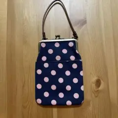 ドットがま口ポーチ