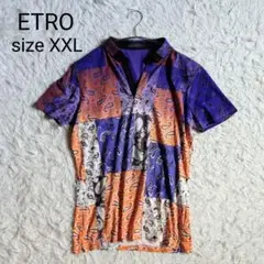 [美品]ETRO　ポロシャツ　ペイズリー　パッチワーク柄　半袖　近年式