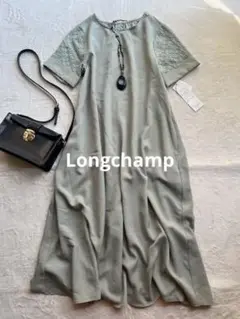 ロンシャン　新品タグ付　Aラインワンピース　M モスグリーン