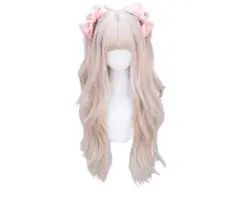 ロリータウィッグ ロング 巻き毛 ロリィタ 前髪ぱっつん 原宿風 ピンク