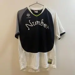 K1186 Number 半袖スポーツウェアTシャツ 黒 白 メンズ M