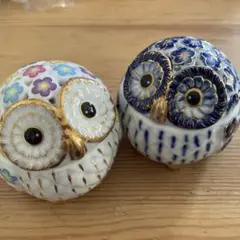 フクロウ 陶器　小物入れ
