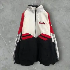 【k7929】ユーロ古着ディアドラ90s当時物トラックジャケットブルゾン刺繍ロゴ