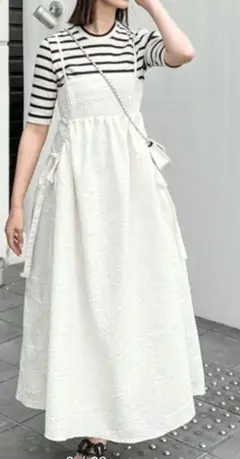 AMELY ジャガードキャミソールワンピース フリーサイズ ホワイト