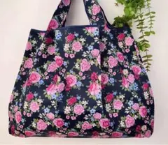 折りたたみエコバッグ ★華やかバラ 大容量 多用途 コンパクト