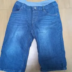 デニムブルー ハーフパンツ ゴムウエスト